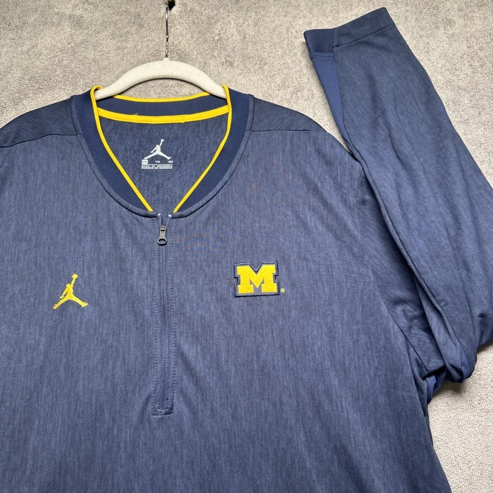 Nike Michigan Jumpman Half Zip Pullover Navy Blue‎ Performance Top XXL